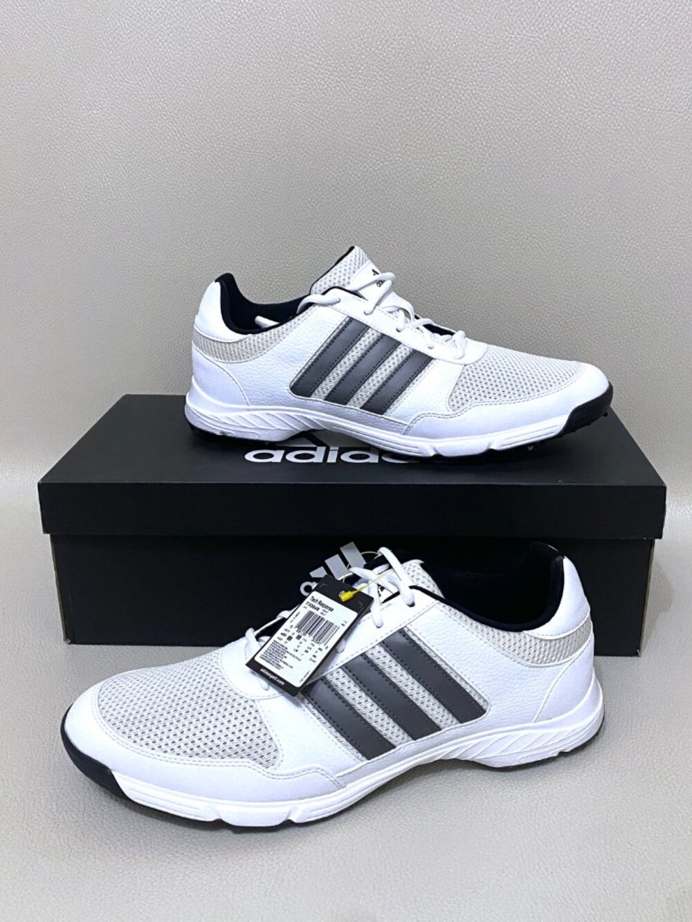 Adidas Tech Response Golf Shoes Mens 12 White Gray Black Cleats F33549 NEW